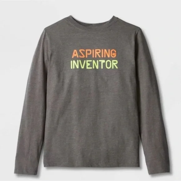 Aspiring Inventor Gray Long Sleeve Graphic Shirt Unisex - Picture 1 of 1